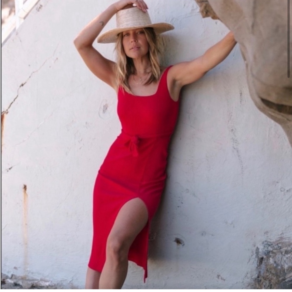 Lspace palm beach midi red dress and cover up